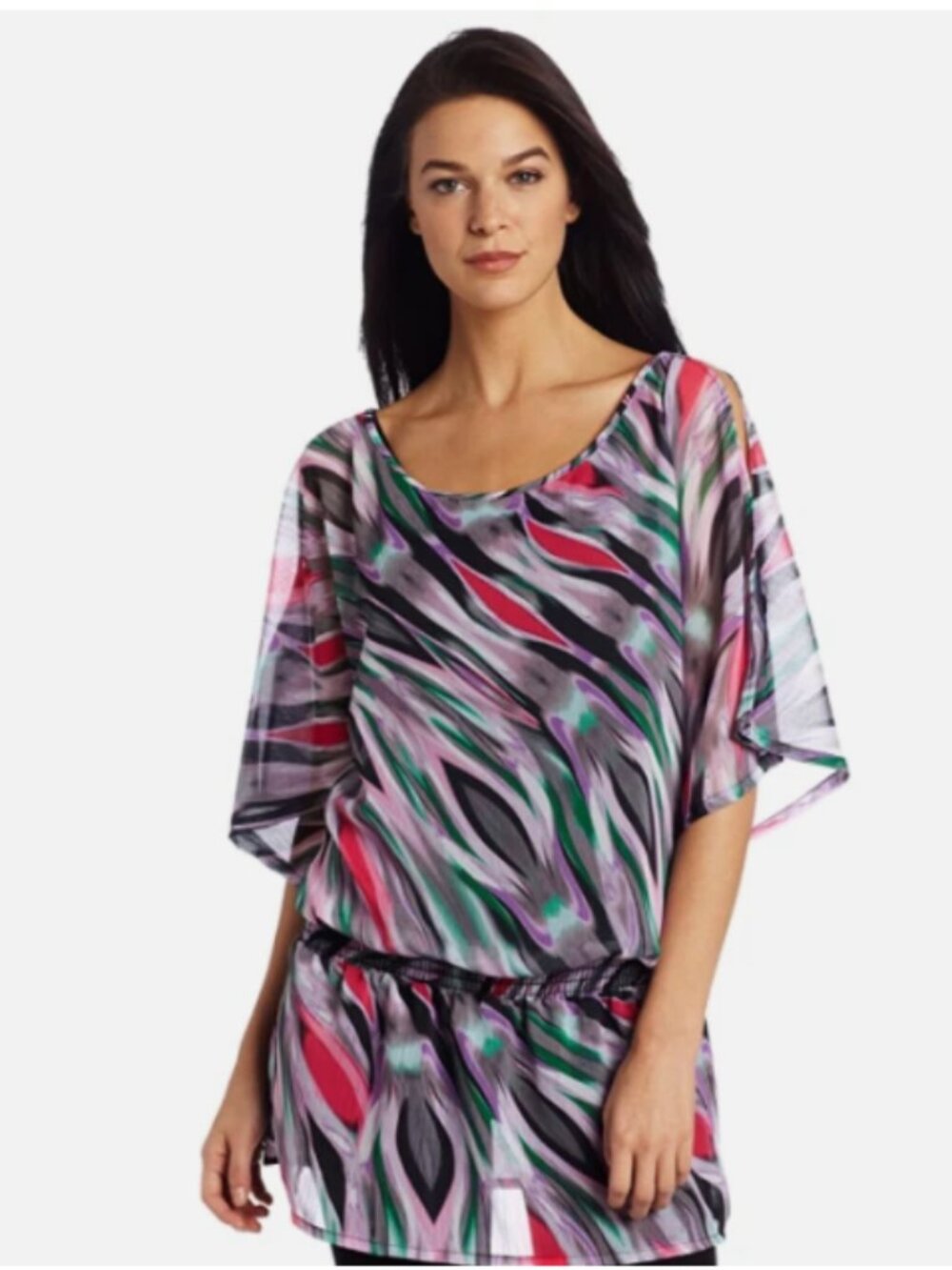 NEW Kenneth Cole New York Women's Butterfly Sleeve Beach Cover Up Tunic, Sz. L